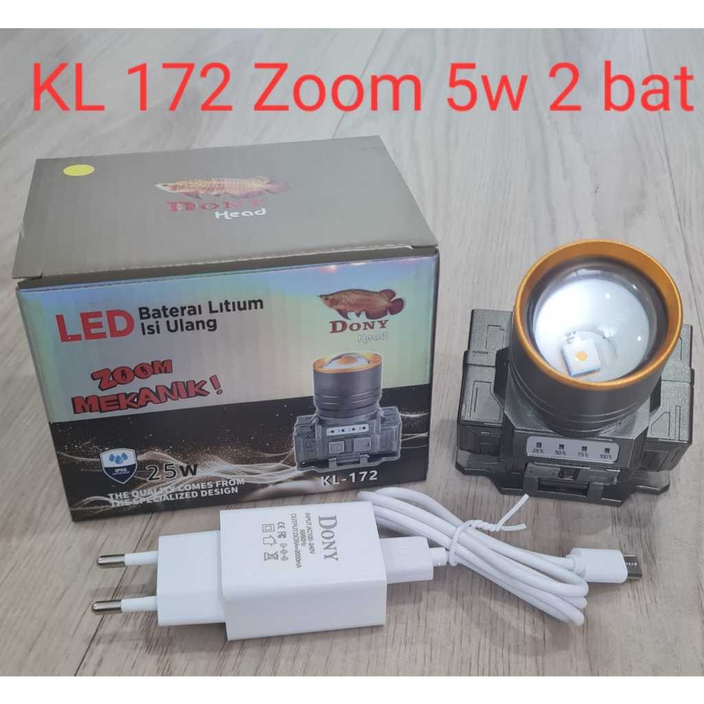 Senter Kepala Dony KL-172 Zoom Mekanik (25 Watt) / Dony Senter Kepala KL172 ZOOM Cahaya Fokus dan Me