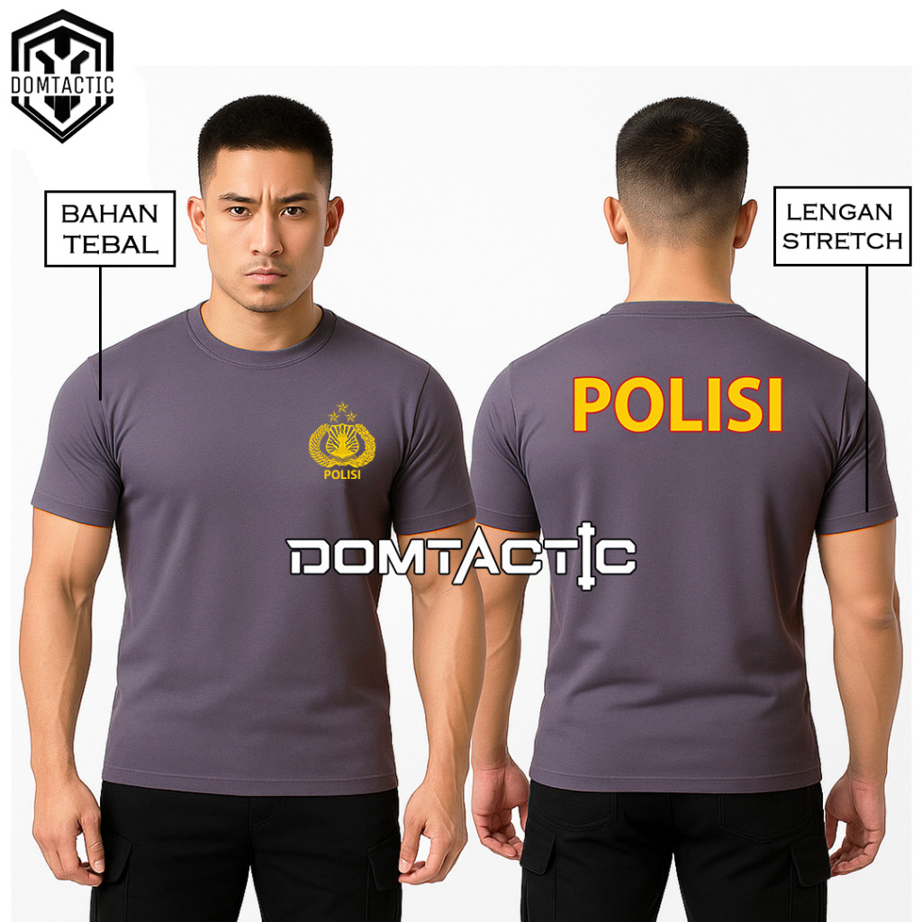 Kaos Dalaman Polisi Lengan Pendek Bahan Tebal - Baju Dalam Polisi Coklat