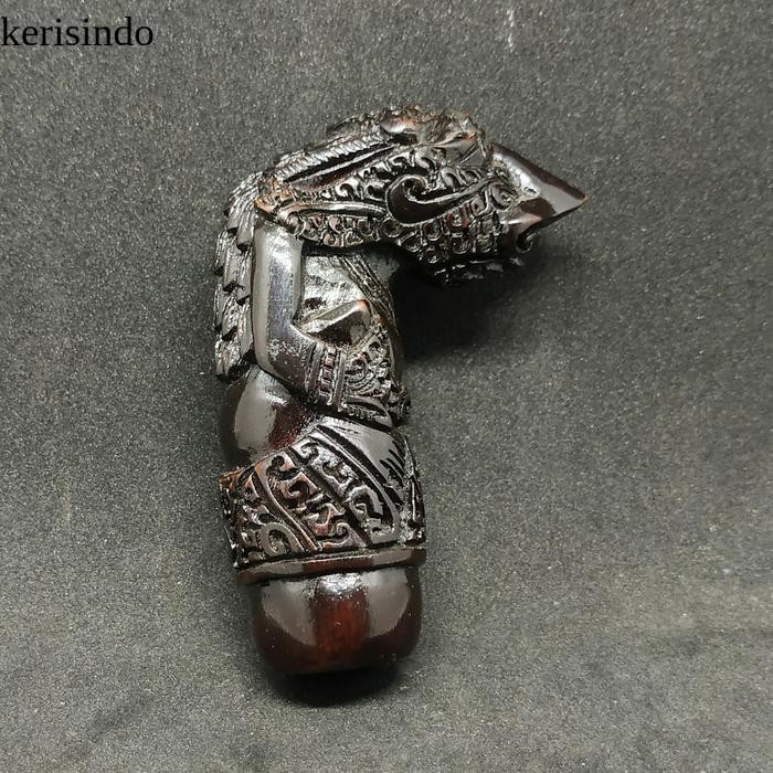 Handle Deder Hulu Gagang Keris Hitam Kayu Ukir Jawa Demang Alusan KI4