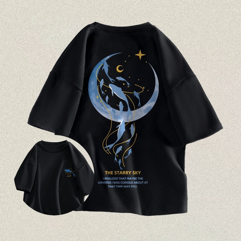 [COD] Kaos T-shirt Pria | Kaos Sablon “Moon Dolphin” | Kaos Pria Distro Original | Kaos Distro Pria 