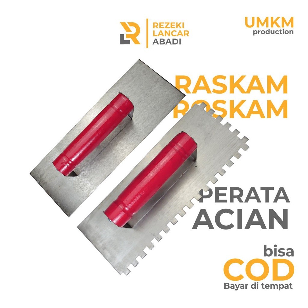 ROSKAM RASKAM 27cm BESI BAJA POLOS / GERIGI PERATA ACIAN / PLASTERING TROWEL