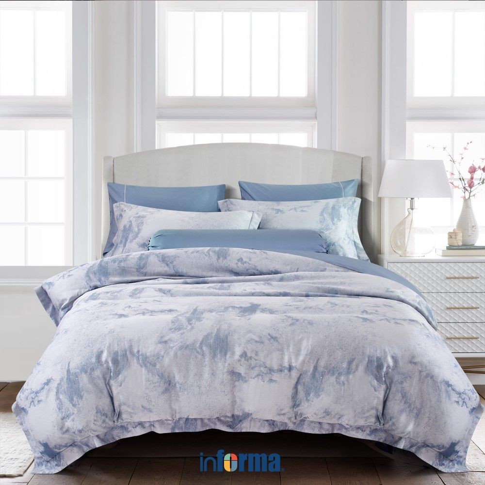 Informa Set 9 Pcs Seprai Super King Royal Serene Tencel Lyocell - Silver Sprei Seprai Aesthetic Sepr