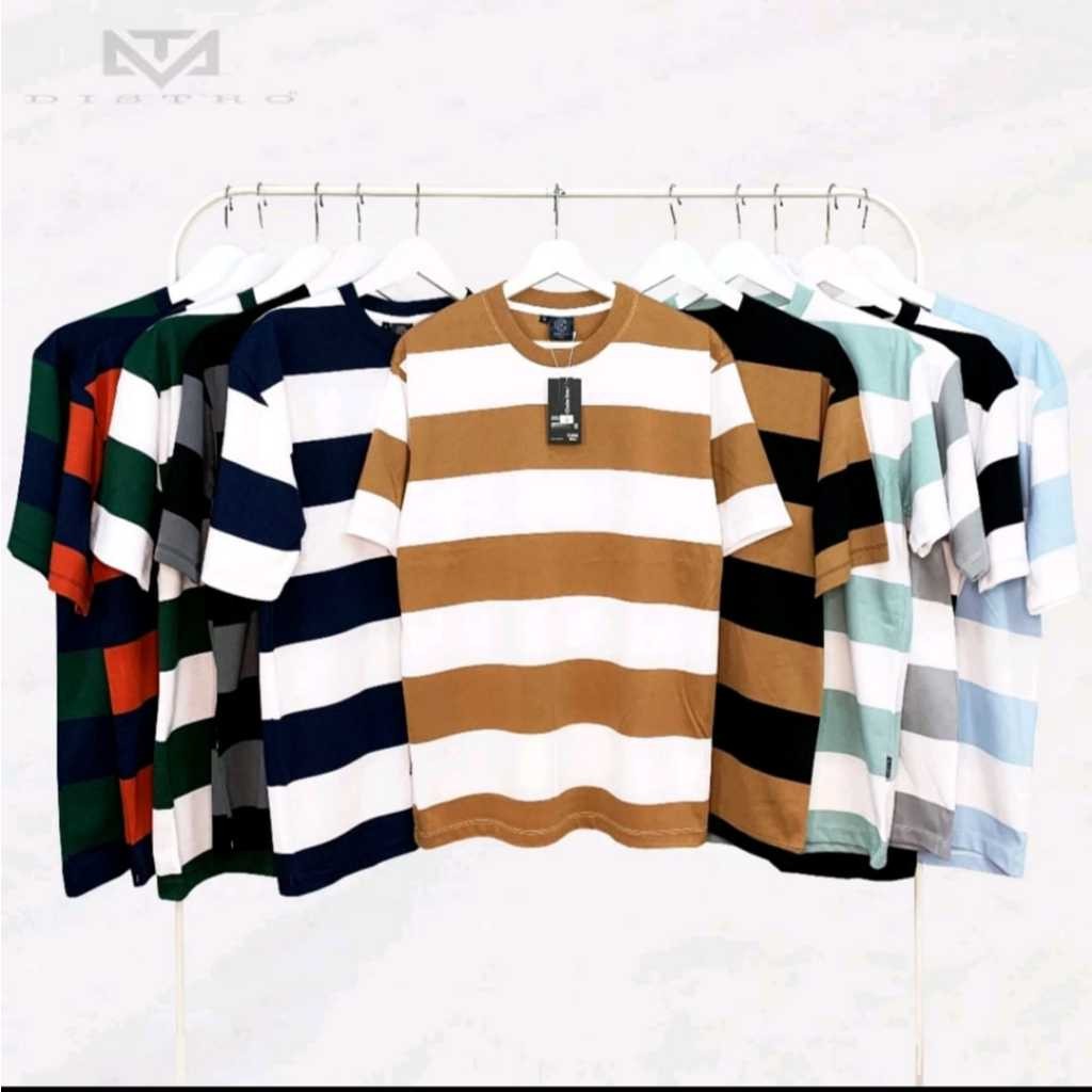 4 PCS KAOS STRIPE GARIS BESAR / HEAVYWEIGHT / BLASTER / PRIA - WANITA / COTTON CVC 24s/Clote Kaos Sa