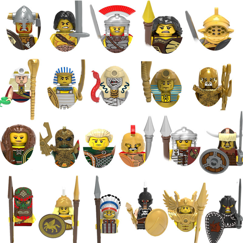 Meeval Military War Soler Doll Buig Block Spartan Soler Crusader Roman Knight Weapon Sword Helmet il