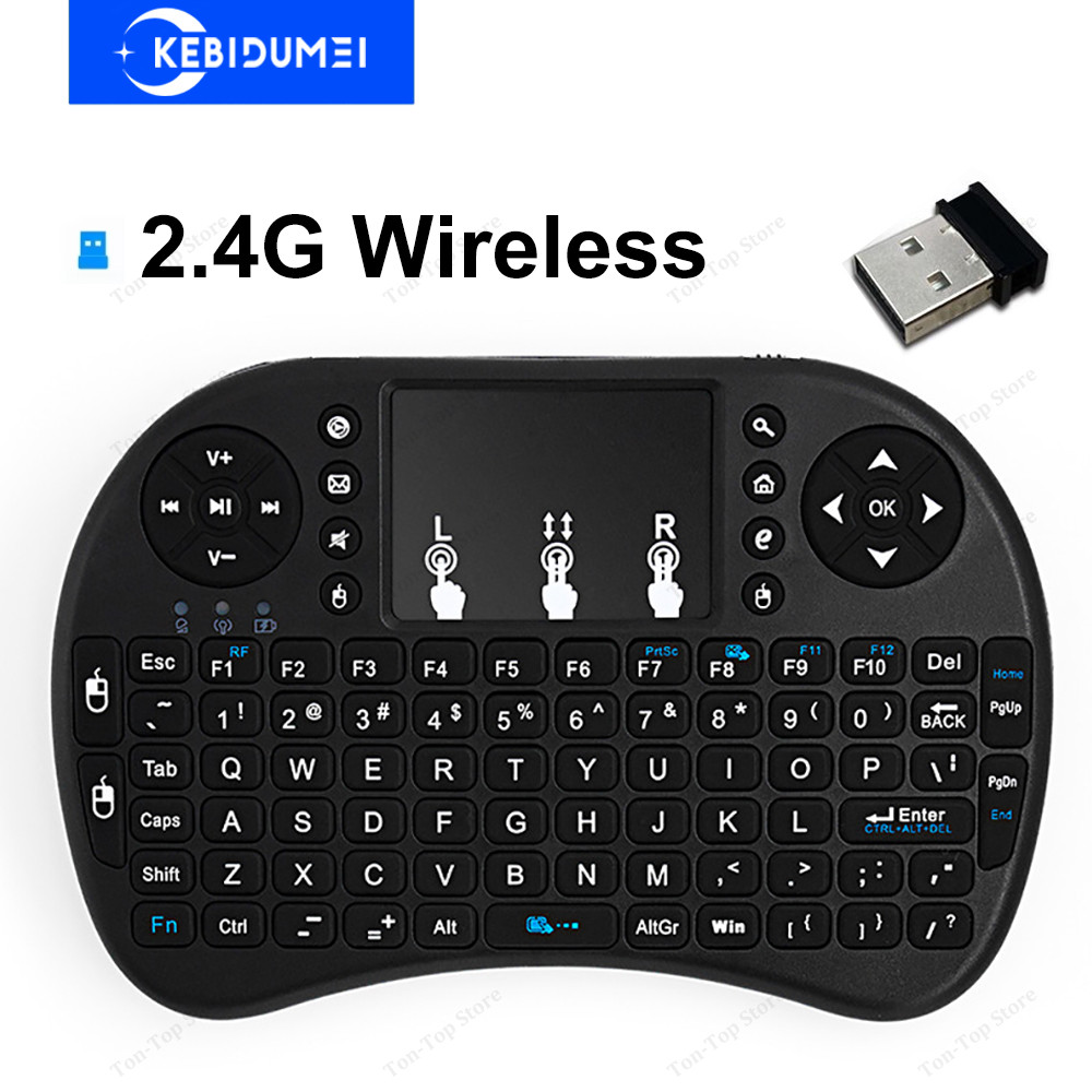 USB 2.4G Wireless Keyboard English Mini Keyboard Handheld Keyboard with Toupad for PC Android Window