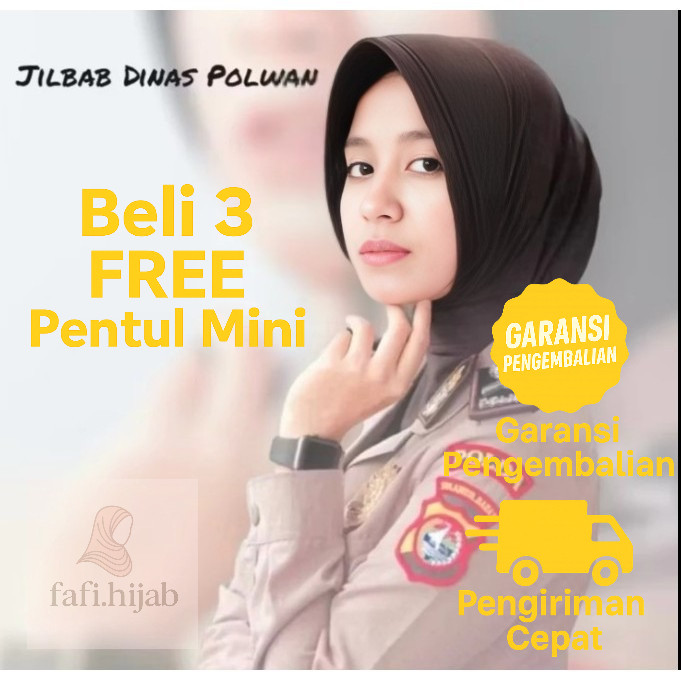 Hijab Dinas Polwan Wanita Sport Pet Tebal Pramuka Hitam Tali Nyaman Elegan