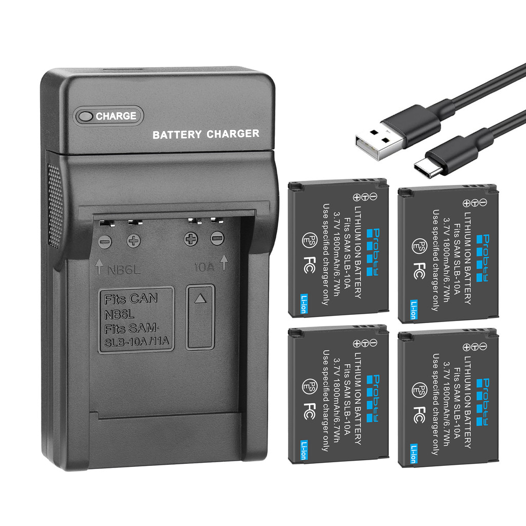 SLB 10A SLB-10A Battery 1800mAh+ Charger for Samsung WB750 WB800F WB850F WB1100F WB2100 ES55 ES60 EX