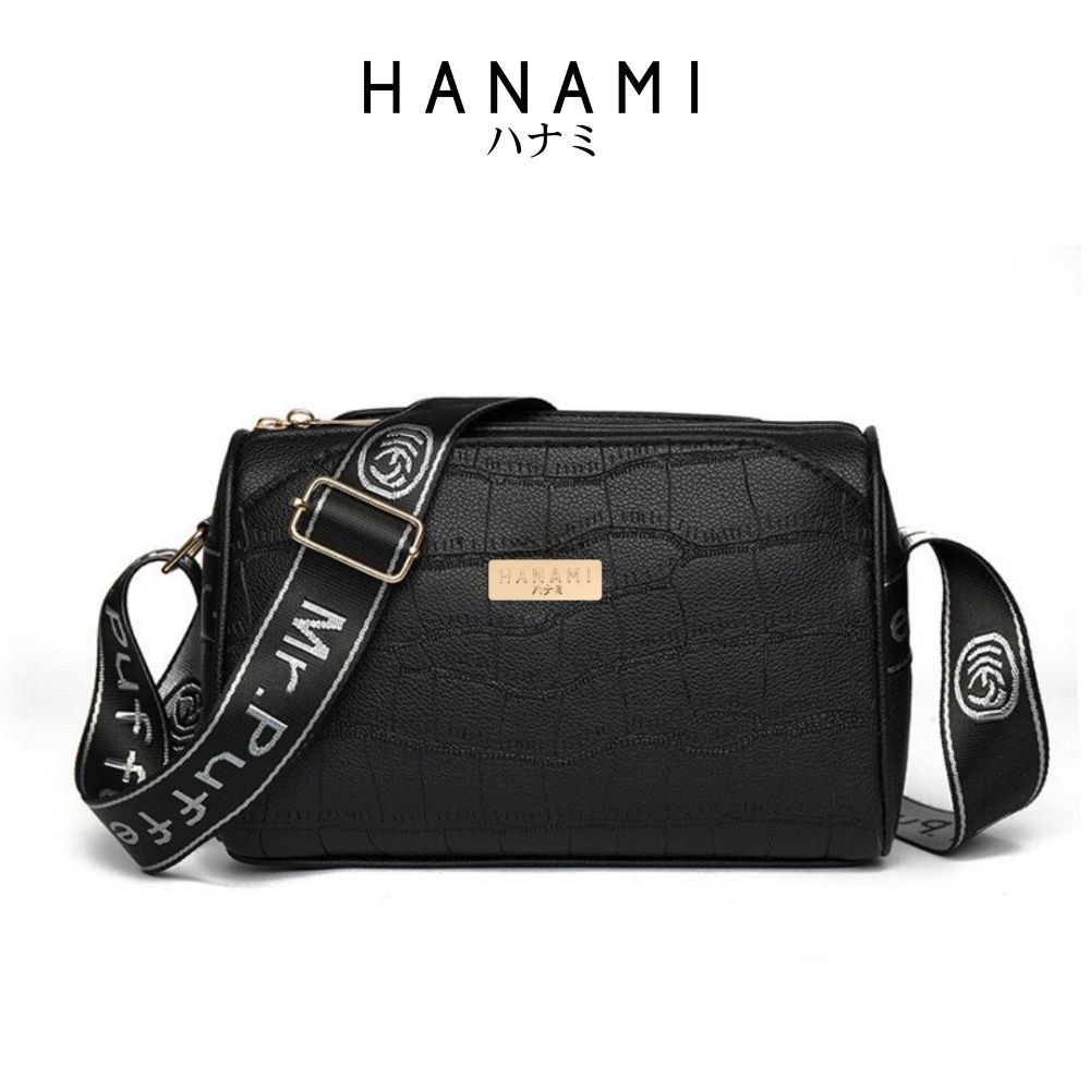 IN - Tas Selempang Wanita Hitam Cantik Kulit Kekinian Simple Remaja