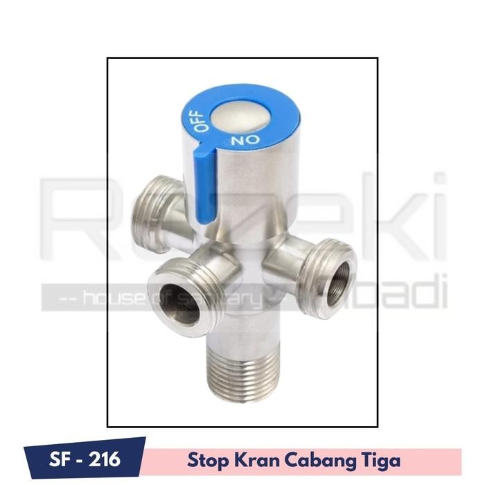 Stop Kran Cabang 3 Stainless Sus304 - Kran Kloset Wastafel