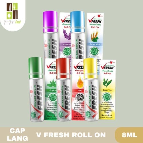 Cap Lang V Fresh Roll On 8 ml / Minyak Angin / Lavender / Barly Mint / Green Tea / Hot / Original