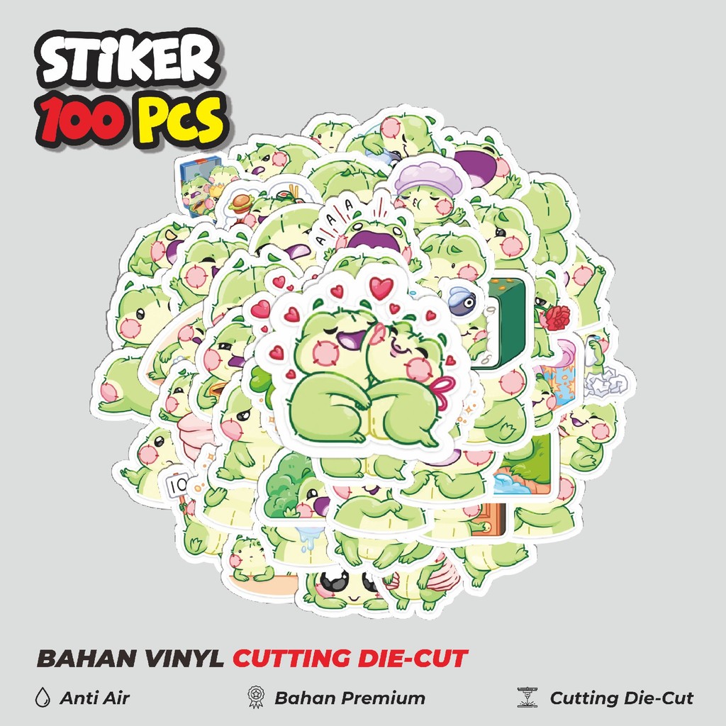 Terbaru 50 pcs Stiker Funny Character Ernie The Frog Sticker Pack Dekorasi Lucu Kreatif untuk Notebo