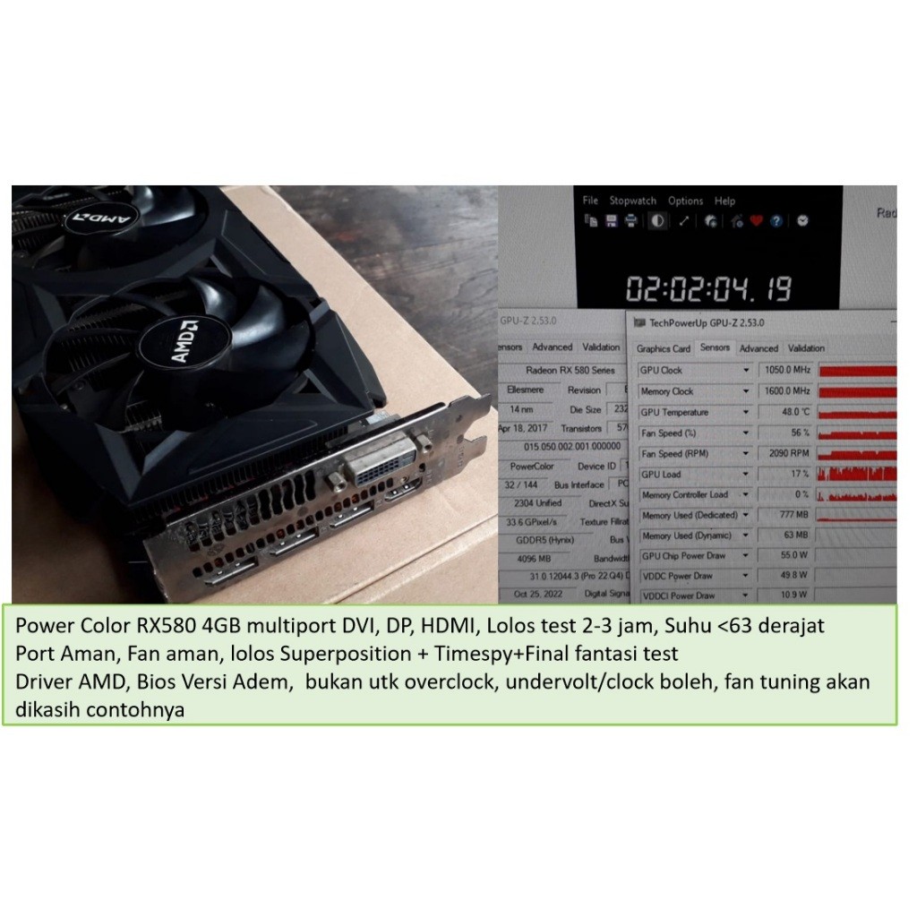 VGA RX 570 RX570 RX 580 RX580 vga 8GB vga 4GB lolos 90 menit benchmark Hackintosh sonoma ventura big