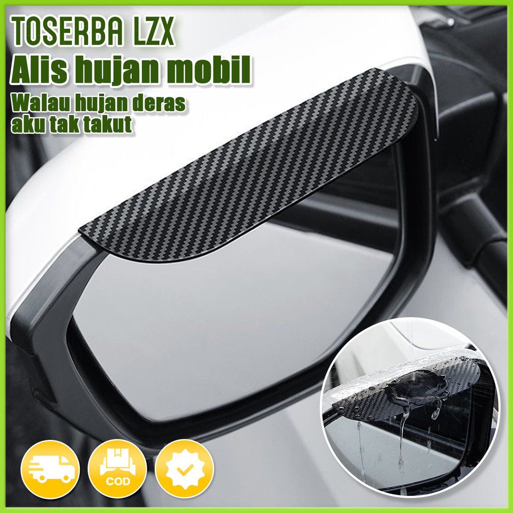 Kaca spion mobil motif serat karbon, penutup spion alis anti hujan, penutup spion pembalik anti huja