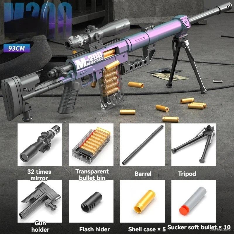M200 Soft Bullet Sniper Rifle Toy Guns Realistic Gun Big Manual Shooting Blaster Airsoft Weapons Adu