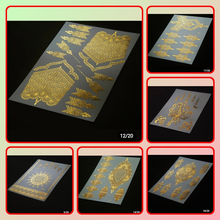 Promo HENNA INSTAN HENA STICKER TATTO TEMPORARY GOLD