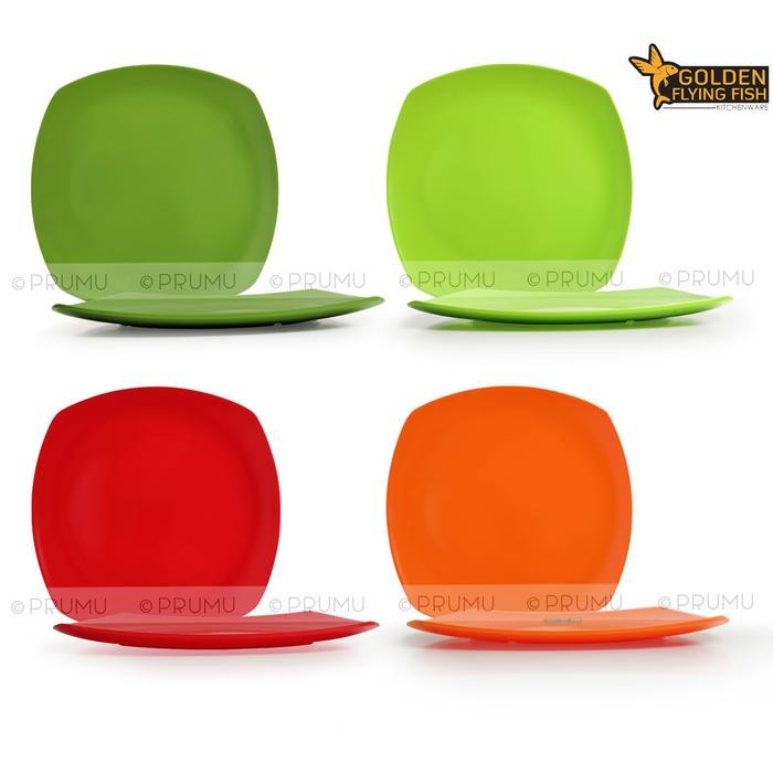 Piring Kotak Melamin 10 Inch - Piring Makan - Piring Saji Segi Melamine - Donyku, Merah