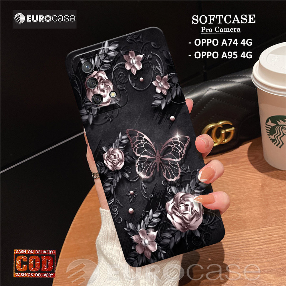 Casing Hp Oppo A74 4G / A95 4G - Fashion Case Bunga - Soft Case Hp Oppo A74 4G / A95 4G - Kesing Hp 