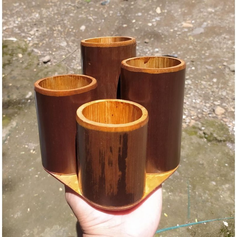 Kerajinan prakarya tempat pensil vas bunga tempat sendok kerajinan bambu