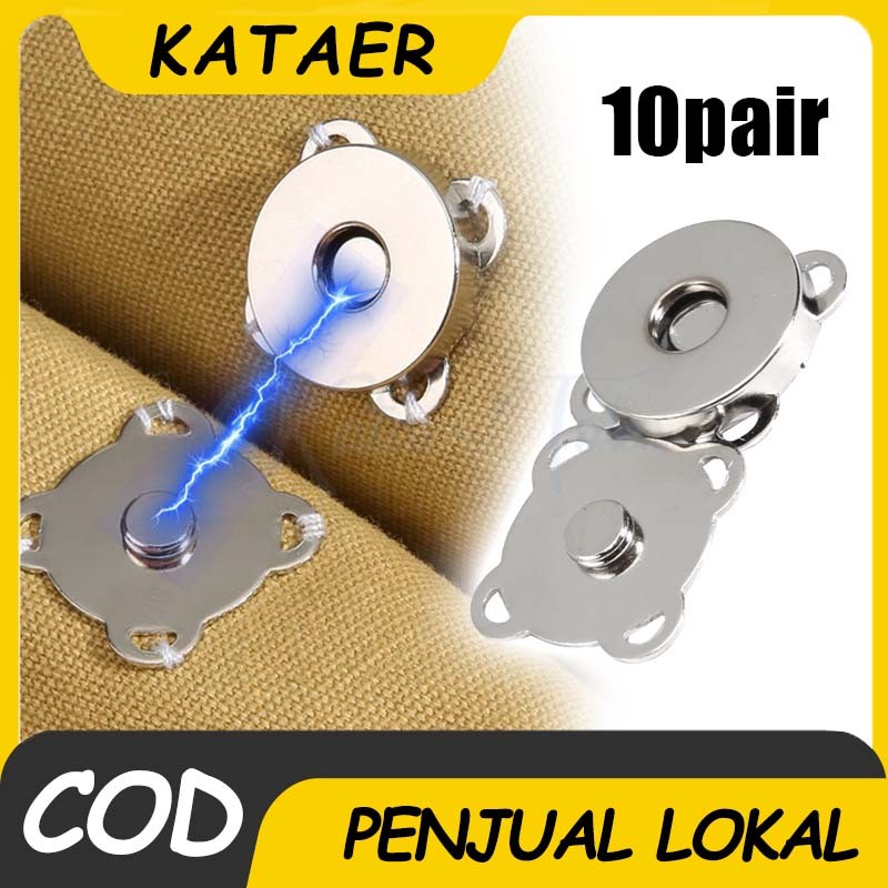10 Pair Kancing Magnet Tas Kancing Magnet Jahit Button Aksesoris Magnet