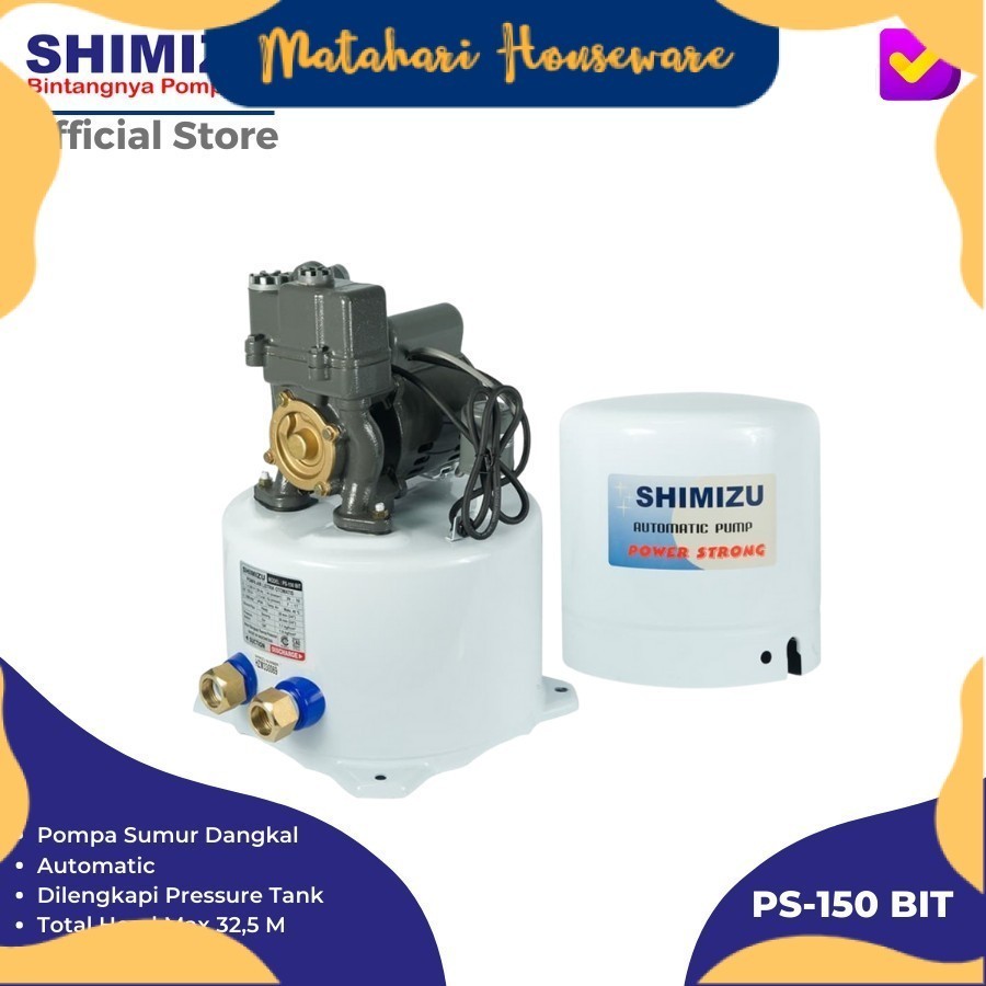 MH - Shimizu Water Pump PS-150 BIT / Pompa Air Shimizu 150 BIT / Pompa Sumur Dangkal Shimizu 150BIT 