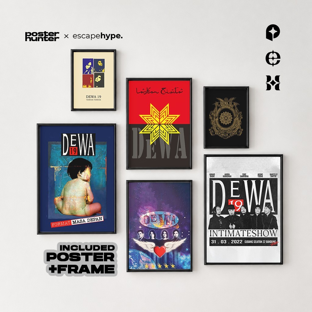 Poster Band Frameblock DEWA19 Frame Block Dewa 19 - Dekorasi Dinding Band Metal Rock Retro Bingkai W