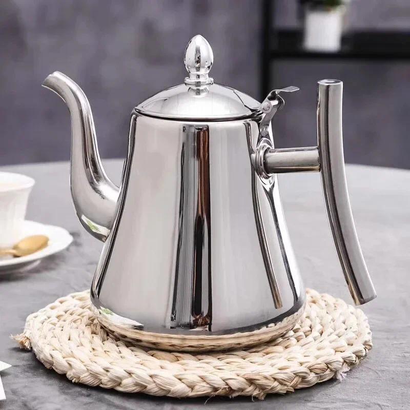 1.0L/1.5L/2.0L Thickened Stainless Steel Teapot Hotel Restaurant Household Induction Cooking Flower 