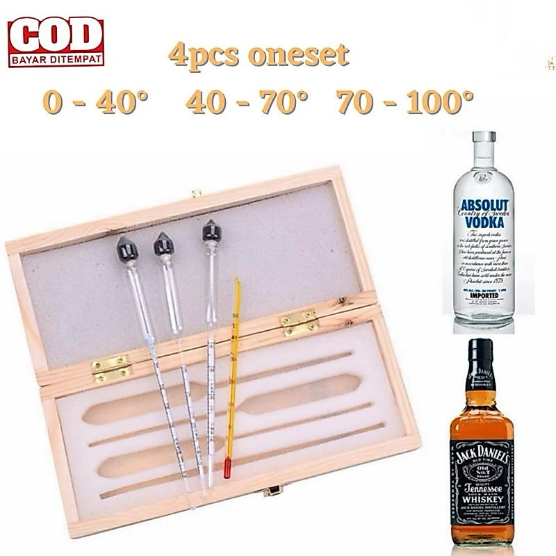 Hydrometer Alkohol meter Set alkohol Meter Concentration Meter+Thermometer 4pcs oneset