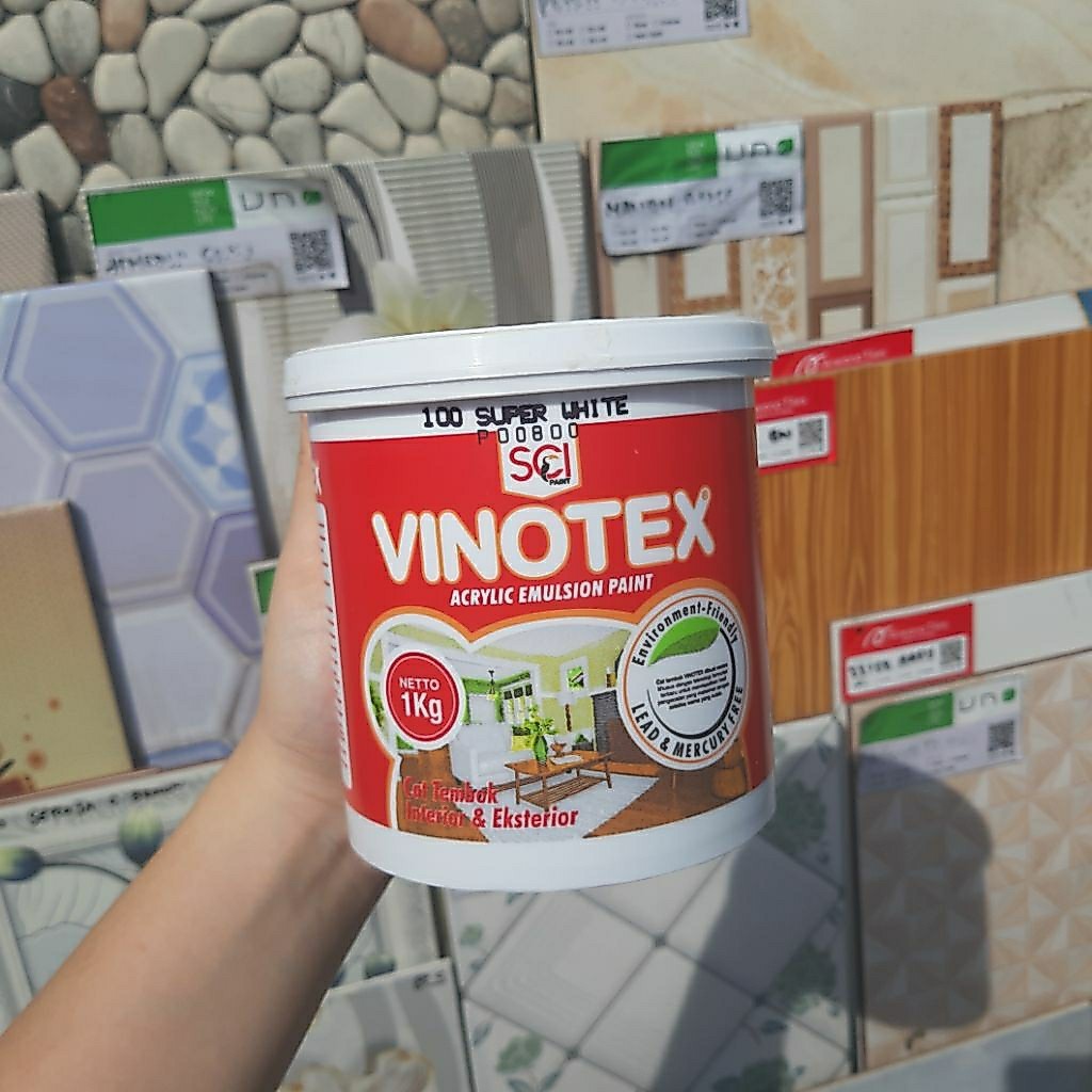 Vinotex Cat Tembok 1KG SUPER WHITE / Putih Kaleng Kecil