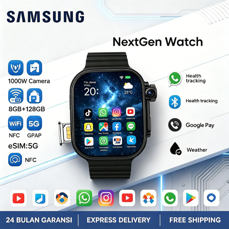 [Support Video Call] SAMSUNG S10 Ultra Sim Card Support 4G&5G Smartwatch Rotational Camera GPS NFC F