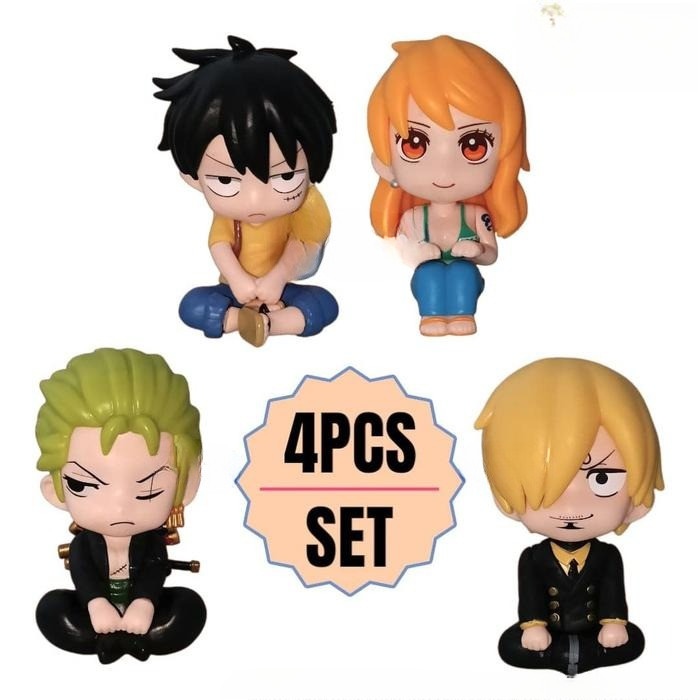 [Terbaru] Figure set 5 One Piece Sitting Look Up Version - Luffy Nami Zoro Sanji  - 1set terdiri dar