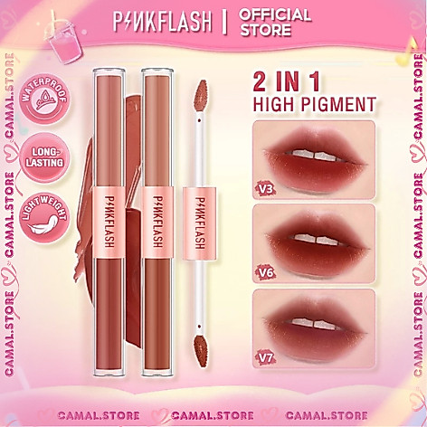 Pinkflash Duo LipGloss Ombre Lipstik Pigment Double Sense Memberikan hasil akhir yang sangat matte