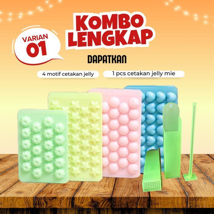 KOMBO LENGKAP 4 Cetakan Es Batu Jelly Bunga, Star, Ball, Love, Cetakan Jelly Kombinasi, Cetakan Jell