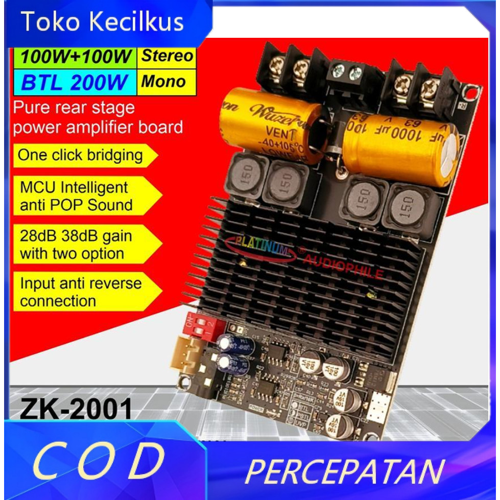ZK-2001 TPA3221 Amplifier Class D Stereo BTL Bridge Hifi HD Sound High Power 200W