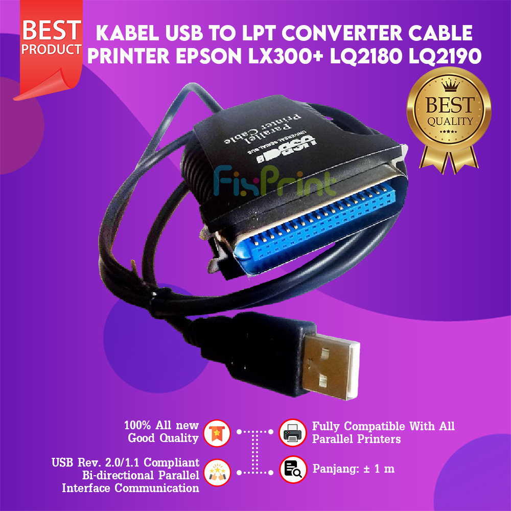 FixPrint Kabel Converter USB to LPT Printer TM-U220B TM-T81 TM-T82 TM-T88 TM-T84 Good Quality
