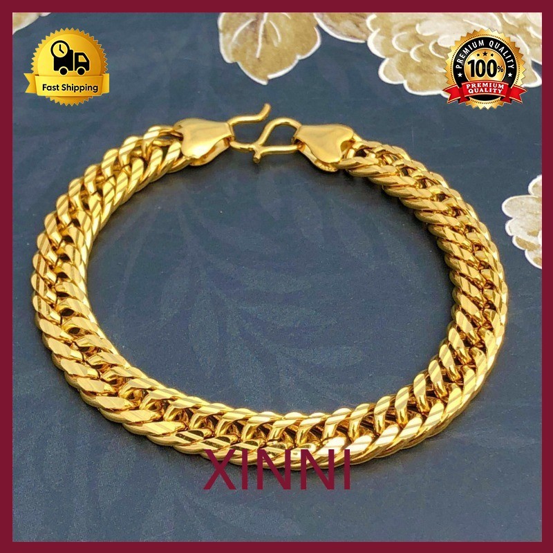 XINNI Gelang Rantai Fashion Berlapis Emas Vietnam untuk Pria Gelang Rantai Cambuk Kuda yang Dominan 
