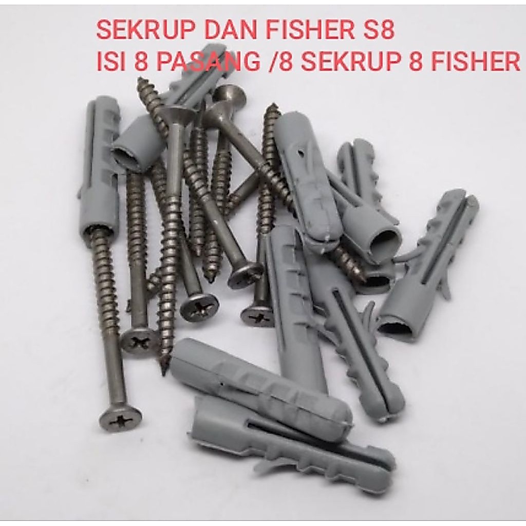 Sekrup dan fisher s8 isi 8 pasang