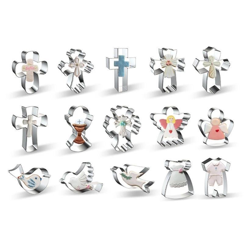 15 PCS Religious Theme Cookie Cutters Cross Shapes Christian Cookie Cutters Biscuit Cutters Clay Cut