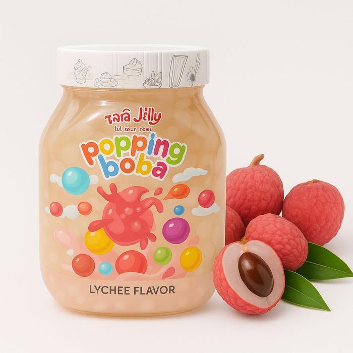 Popping Boba Meletus Leci 500gr Dessert Nata Jelly Topping Minuman Kekinian Cemilan Rumahan Rasa Ena