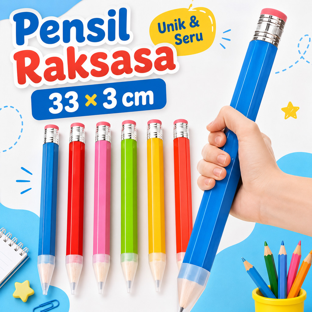 Pensil Raksasa 34cm Prop Foto Lucu, pulpen lucu dan unik pulpen lucu barang unik lucu murah