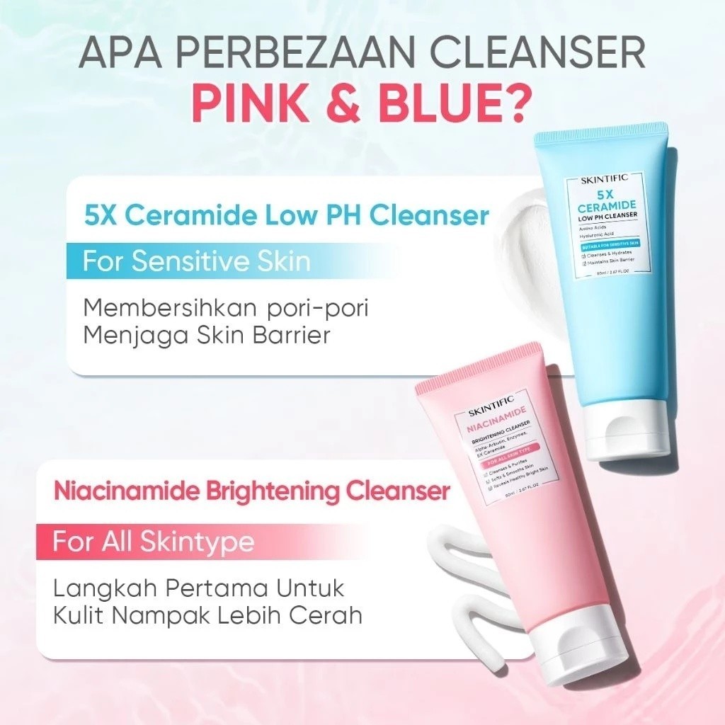 SKINTIFIC - Gentle Cleanser Low pH 5X Ceramide, Niacinamide - Size 80ml /Cover All Perfect Air Cushi