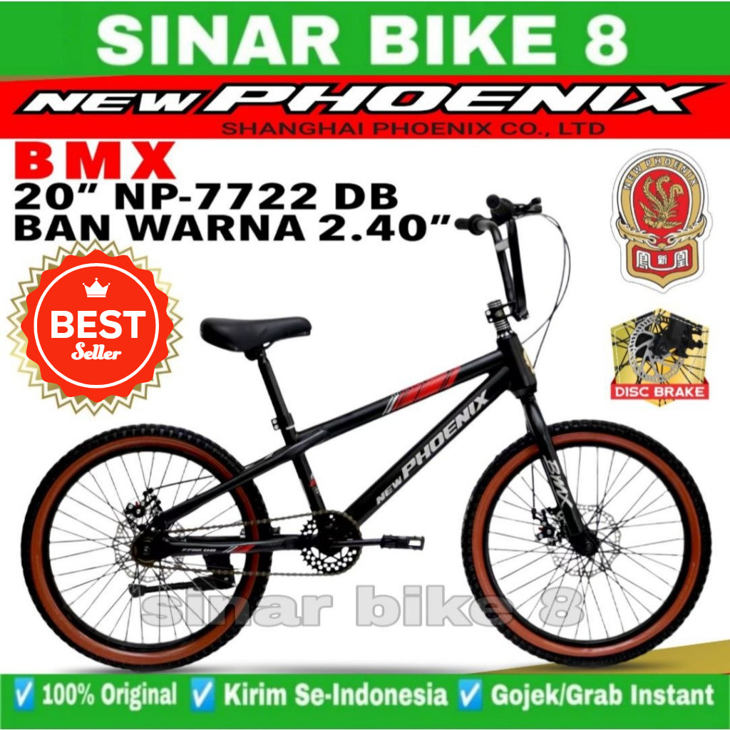 Sepeda Anak Laki Ukuran 20 Inch BMX PHOENIX NP- 7722 DB New Ban Kecil 2.40