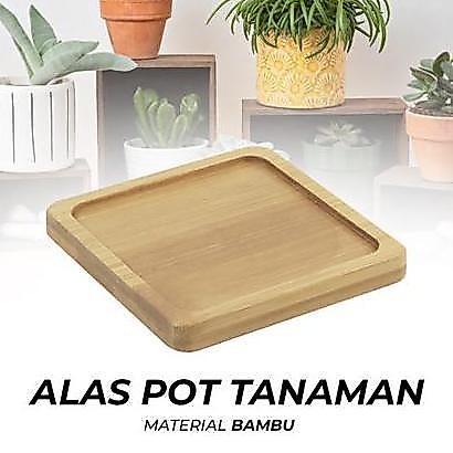 BIMANOUM Alas Tatakan Pot atau Gelas Bambu Desain Minimalis Bentuk Persegi