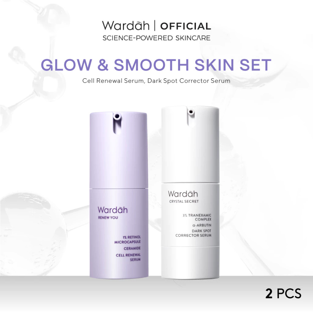 [ Aurana Kosmetik ] WARDAH Paket Bundle 2pcs Face Serum Glow and Smooth Skin (Crystal Secret + Renew