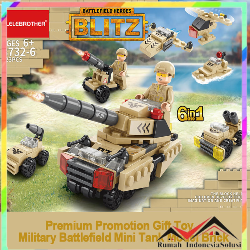 - LELE BROTHER Mainan Balok Susun Battlefield Hero 6in1 LEGO 123 Bricks - 8732-6 -