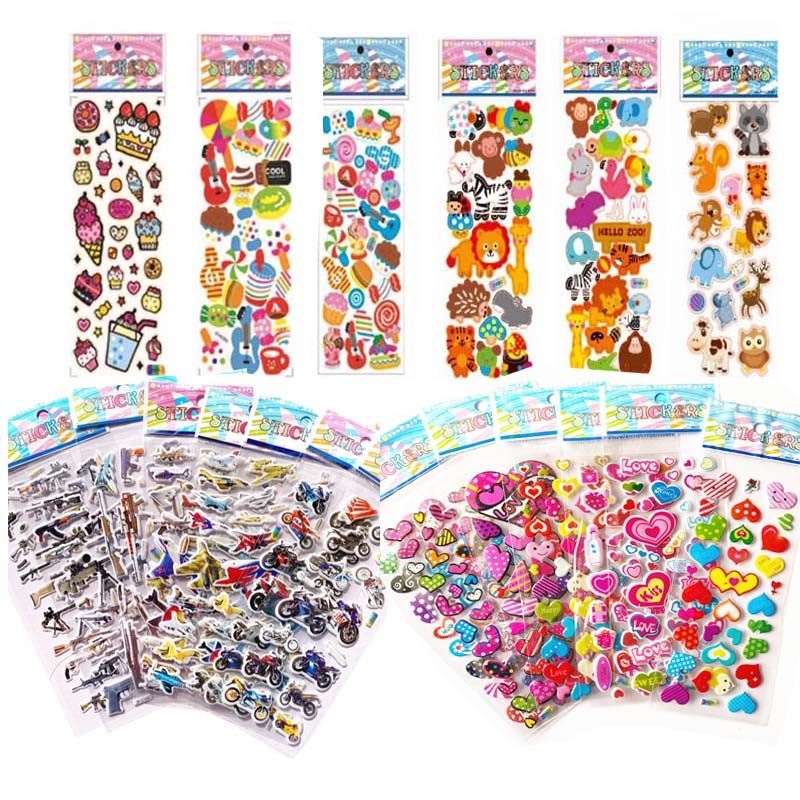 

3D Kids Stickers 40 Different Sheets Puffy Bulk Stickers for Girl Boy Gift Scrapbooking Animals Cartoon Early Education DIY Toys