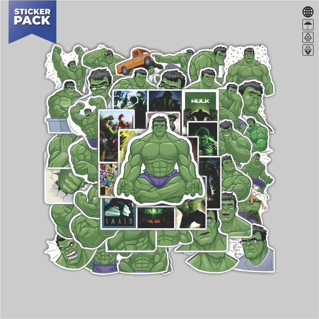 

[100PCS]Stiker Pack Stiker Kartun Hulk Aesthetic Vinyl Anti Air Dekorasi Sticker Laptop Buku Journal Koper Helm Casing HP Gitar Helm Skateboard