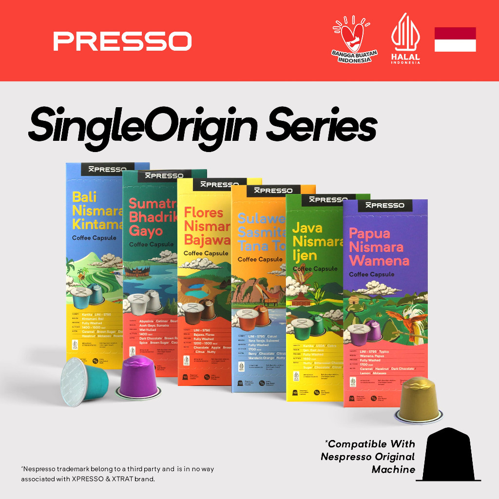 

New XPRESSO Kopi Kapsul - SINGLE ORIGIN SERIES - Nespresso Coffee Capsules CompatiblePremium