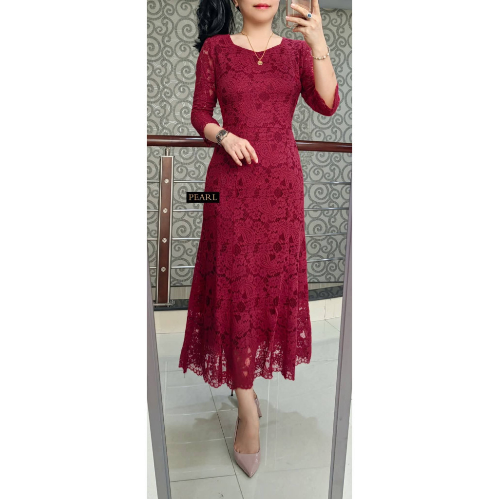 NJ Dress brokat pesta/longress semi kebaya panjang