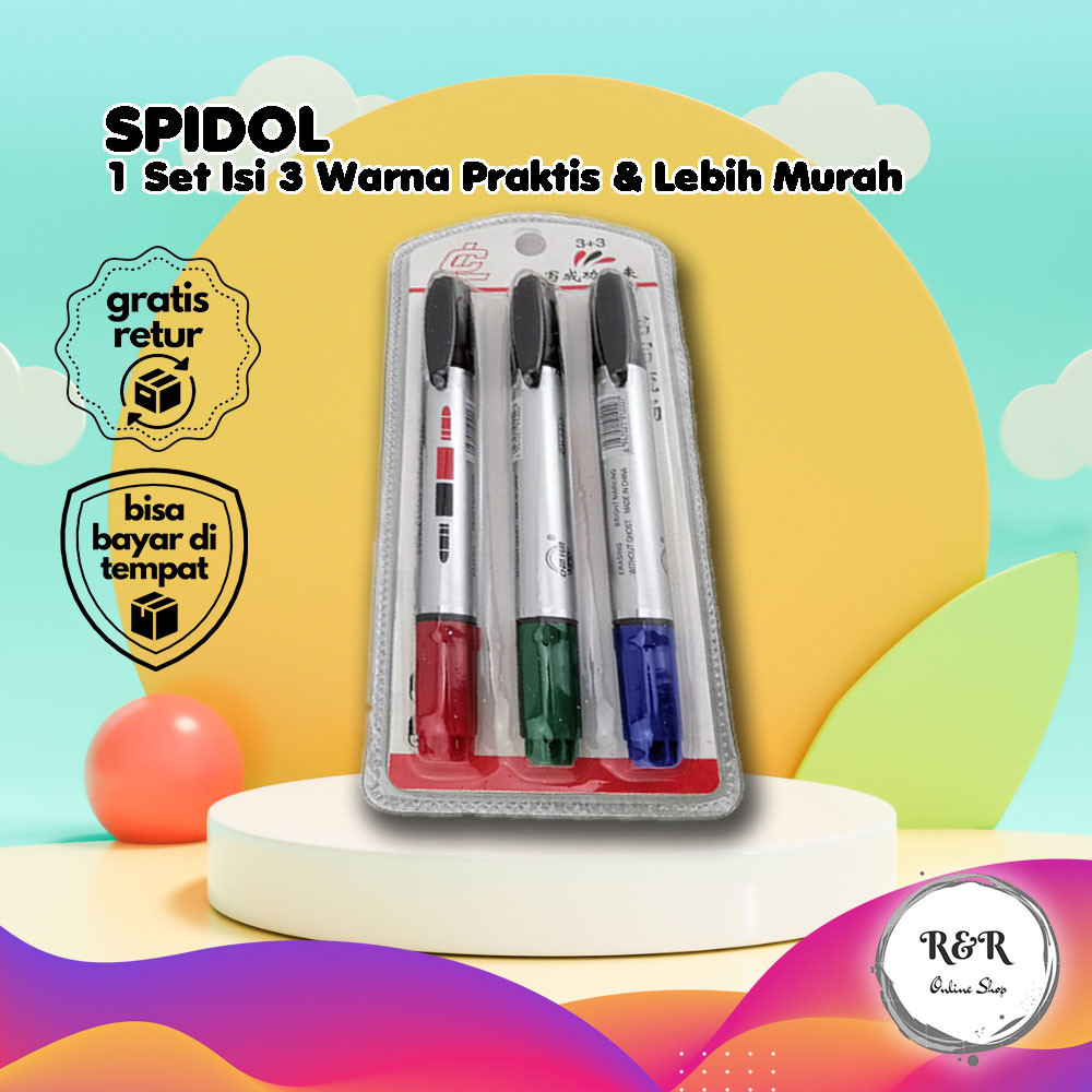 

Spidol Permanen Hitam Merah Biru 1 Set 3 Pcs Board Marker Spidol Tinta Tahan Lama Serbaguna Spidol Warna Permanen