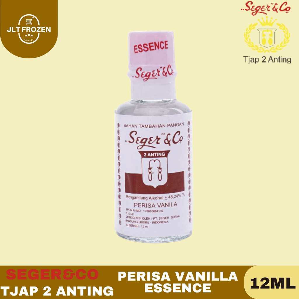 

Seger&Co Vanila Essence Cair 12 ml / Tjap 2 Anting / Perisa Sintetik Vanila / Perisa Vanila Cair / Bahan Tambahan Pangan